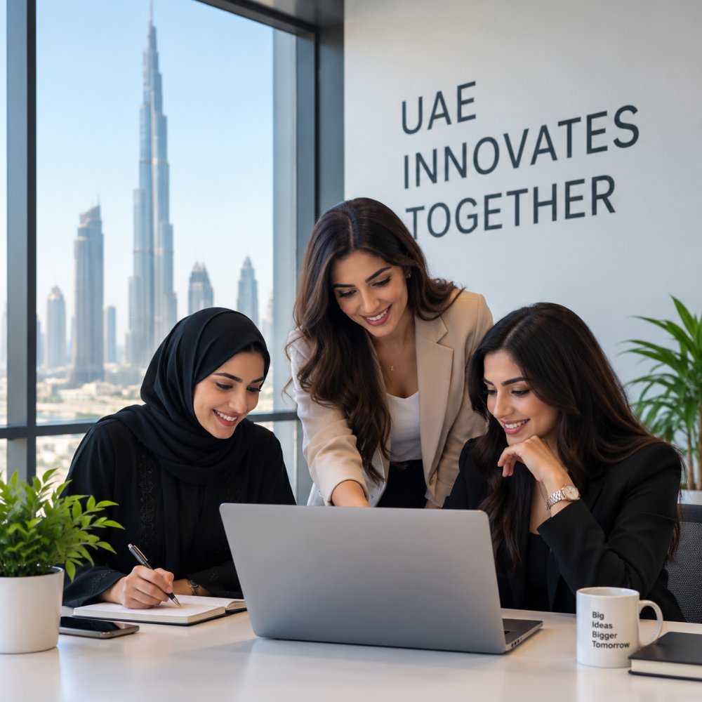 UAE startup team collaborating